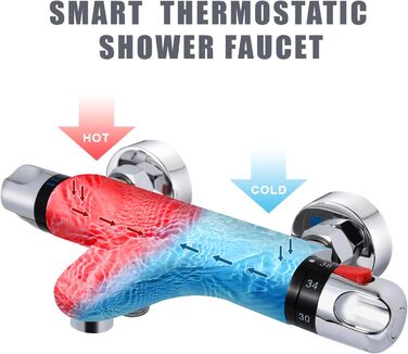 Змішувач для ванни з термостатом Uten, 2 виходи, латунь, захист 38°C