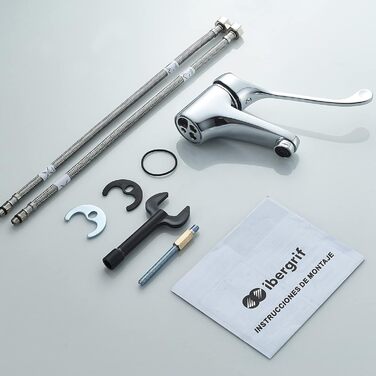 Змішувач для ванної кімнати Ibergrif Bari з медичним грифом, настінний, хром/срібло, висота виливу 45 мм, модель M11053 Modern