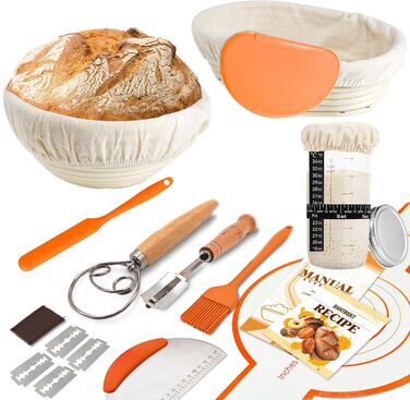 Набір для розпирання хліба (10 шт.), 23 см, для закваски, з лопаткою та лімі, аксесуари для випічки, для початківців