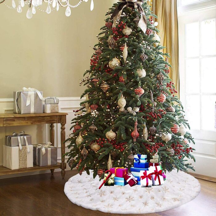Різдвяна ялинка спідниця ковдра для різдвяної ялинки Білий плюш Різдвяна ковдра кругла підставка для різдвяної ялинки килим Різдвяна прикраса на Різдво