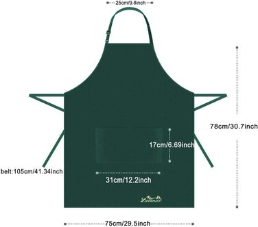 Фартух Viedouce з 2 упаковок, водонепроникний фартух шеф-кухаря з кишенями, Регульований кухонний фартух, фартух для барбекю, нагрудний фартух, кухонний фартух (зелений)