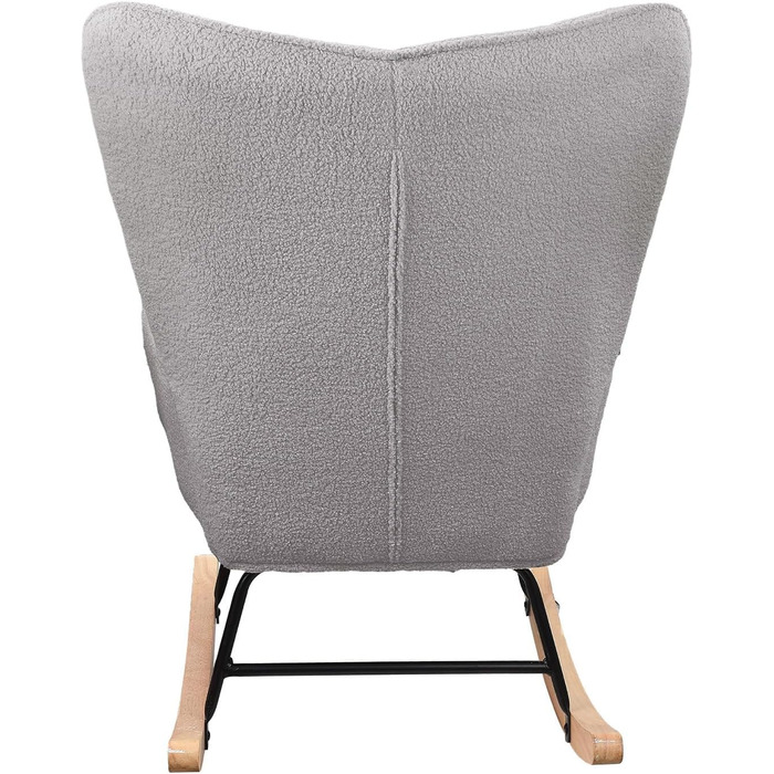 Крісло-гойдалка Liuyoyo з високою спинкою, м'яке крісло з оббивкою, для спальні, офісу, читання, сучасний дизайн (Рожевий, Світло-сірий)