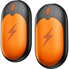 Електричні грілки для рук 2 шт. - легкі, перезаряджувані, з 3 режимами нагріву, до 24 годин роботи, USB, для активного відпочинку взимку (Оранжевий)