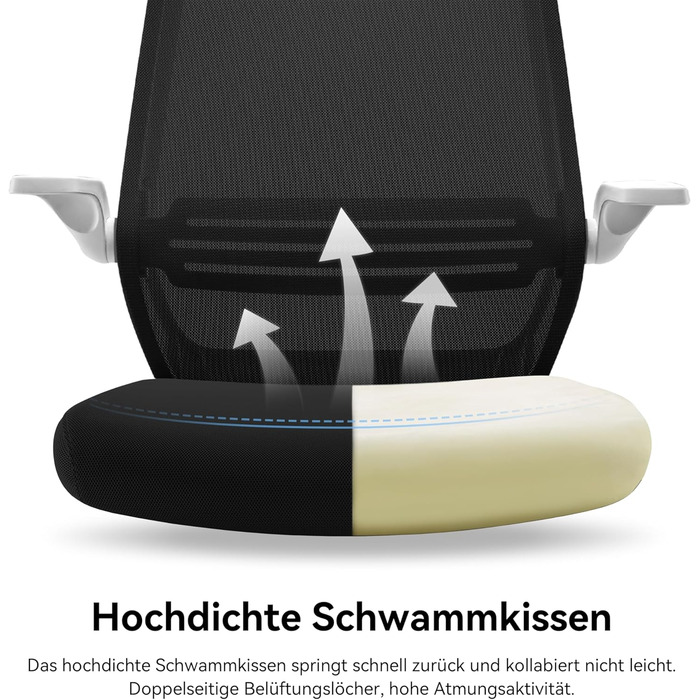 Офісний стілець SIHOO ергономічний з регульованими підлокітниками, підтримкою попереку, м'якою спинкою з сітки та коліщатками, поворотний комп'ютерний стілець (Чорний, Сучасний)