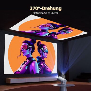 Портативний проєктор Mini Beamer PR06: 4K, WiFi6, BT5.4, HDMI, Keystone 270°, Android 11