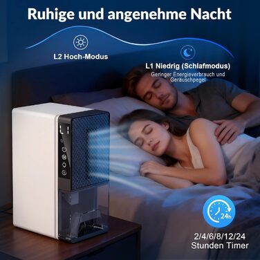 Електричний осушувач повітря 2300 мл з відведенням води, таймером, захистом від інею, світловий колір, режим сну, захист від вологи та плісняви, для спальні, підвалу, квартири, компактний