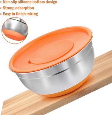 Набір міксерів BEWOS 7 шт. з кришкою, нержавіюча сталь, різні розміри (0.7-4.5 Qt)