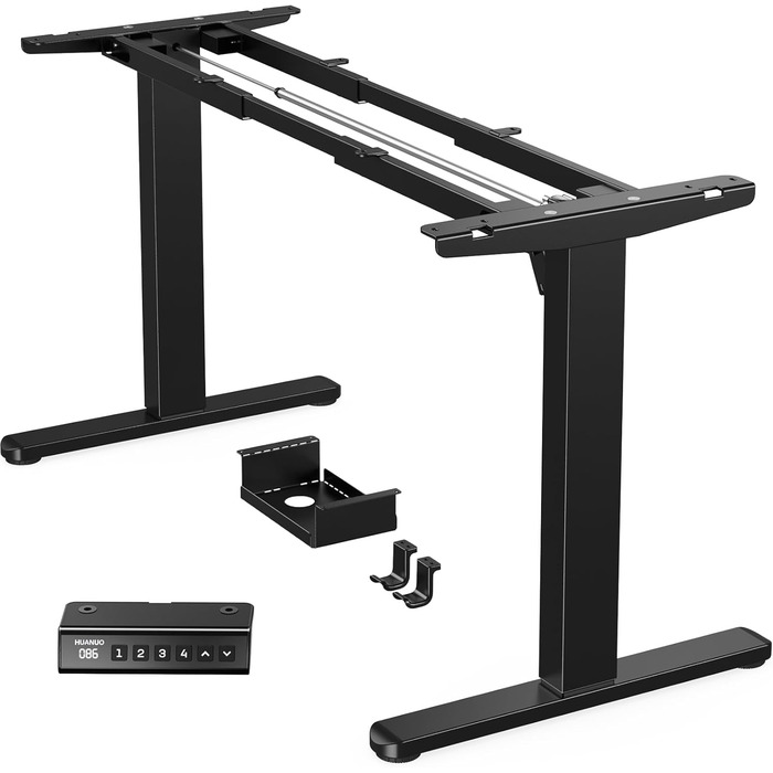 Регульований стіл-рама HUANUO з безщітковим мотором, вантажопідйомність 100 кг, для стільниць 110x200 см, чорний
