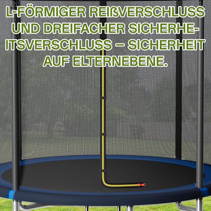 Батут JUMMICO вуличний 220 см з сіткою безпеки та захисним покриттям - блакитний