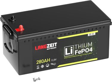 ДОВГОСТРОКОВА літієва батарея LiFePO4 280Ah 12V для автофургонів, сонячних батарей, човнів, ДБЖ, включаючи BMS, замінює 200Ah 300Ah