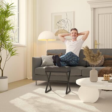 Пуф для макіяжу, пуф-табуретка з льону, сірий, 40x30x46 см, HBD033G