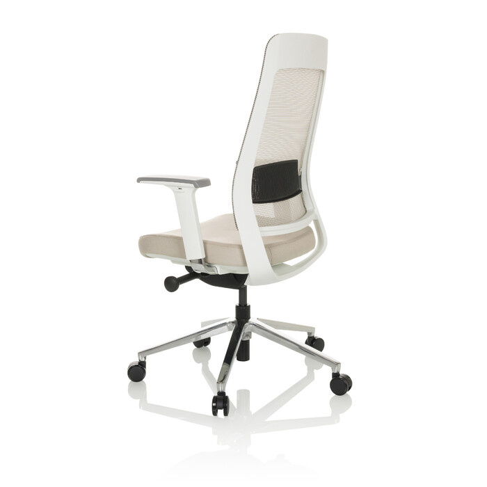 Офісне крісло / поворотне крісло CHIARO T2 WHITE сітка / тканина сіра / бежева hjh OFFICE
