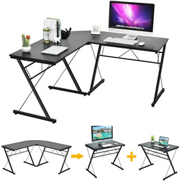 Комп'ютерний стіл Кутовий стіл L-подібний стіл Стіл для ПК Стіл Х-подібний стіл Ніжки столу Комп'ютерний стіл Кутовий стіл Офісний стіл Кутовий стіл Ігровий стіл для навчання (чорний)