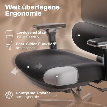 Ергономічне крісло Galahad Merlin (чорний) - офісне, для ігор, 150 кг | Крісло для роботи та дому