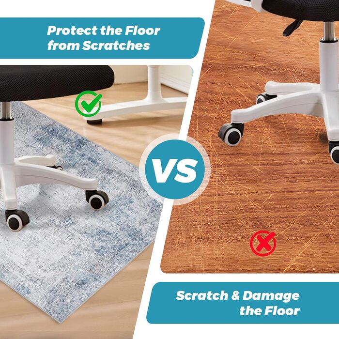 Килимок під офісне крісло 90x120 см, захист для підлоги, антиковзаюча підкладка, для ламінату та плитки (120 x 150 см, блакитно-сірий абстрактний)