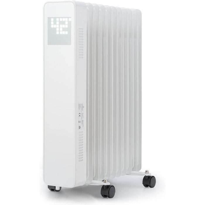 Електричний масляний радіатор Klarstein 2500W з термостатом та Wi-Fi, білий - енергозбереження