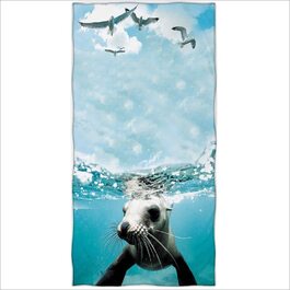 Пляжний рушник Zomer 70x140 см, пляжний рушник з мікрофібри з принтом-Дельфін Байрон-Бей (друк)