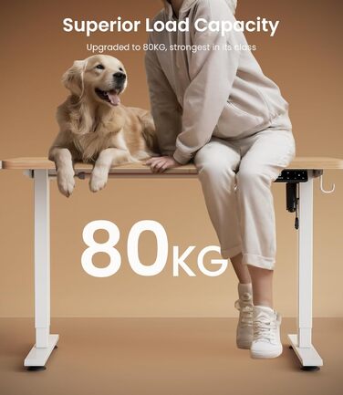 Електричний регульований стіл MAIDeSITe T1 Pro (білий) з 4-ма пам'ятями, міцний мотор та стійка металева база