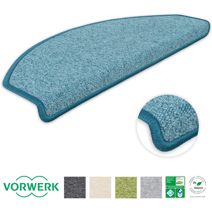 Килимки Metzker для східчастих килимків Vorwerk Durango напівкруглі (15 шт., бірюзовий колір)