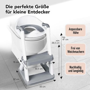 Дитячий унітаз-сходи KidzCorner з регульованою висотою, складаний, для привчання до горщика та як підніжка