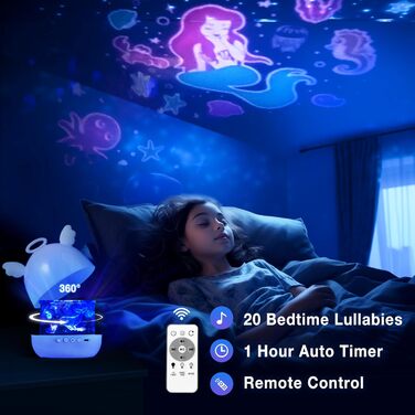 Проектор зоряного неба Diboniur для дітей з 22 фільмами, нічник-проектор, регульована яскравість, 360° обертання, 20 колискових