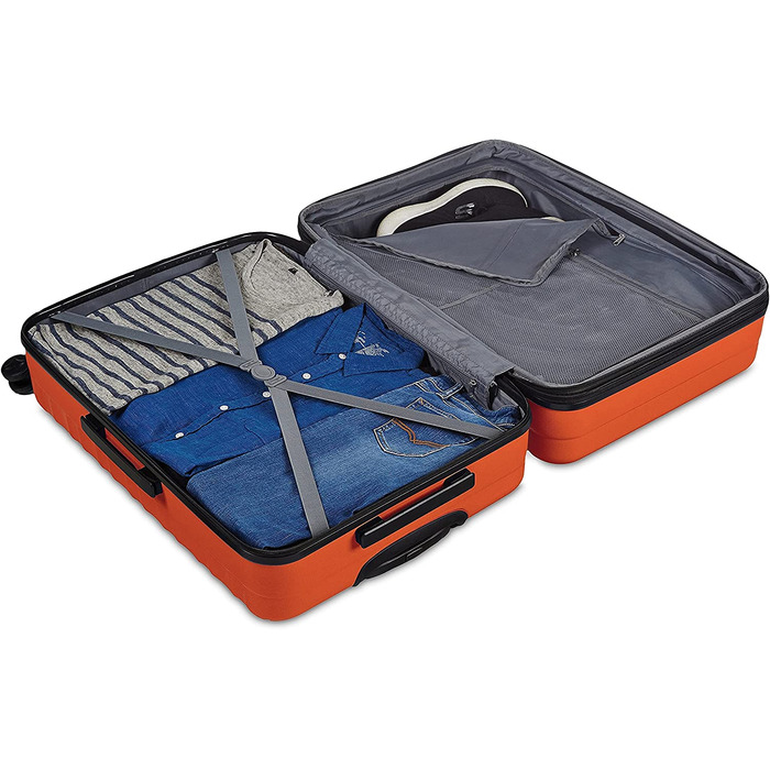 Жорсткий Спиннер Domopolis Basics, ручної поклажі, висувний валізу Багаж на коліщатках (Помаранчевий, комплект розмірів 55 см, 68 см і 78 см, одинарний)