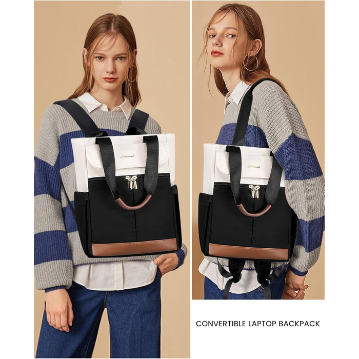 Жіночий рюкзак LOVEVOOK: компактний, водонепроникний, для ноутбука 15.6 дюймів, у стилях beige, black, brown