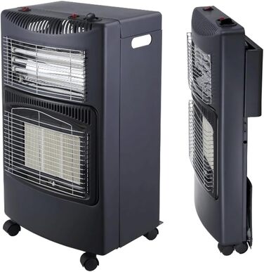 Газовий та електричний обігрівач 4200 Вт гібридний з газовим регулятором | для використання в приміщенні та на вулиці (газовий обігрівач тільки на вулиці) | підходить для балонів бутан/пропан до 11 кг | з підключенням до електромережі