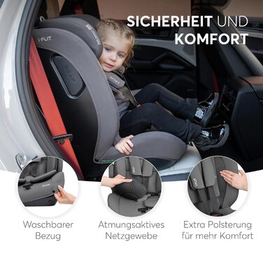 Автокрісло KikkaBoo i-Size i-FLIT 9-36 кг ISOFIX, Група 1/2/3, 15 міс. - 12 років, SPS, Top Tether, регульована підголовник, темно-сірий