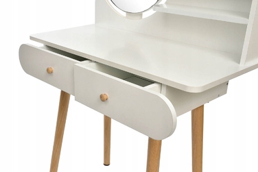 Туалетний столик Jumi, світлий дуб, з дзеркалом та 2 шухлядами, матовий, 80x122x40 см