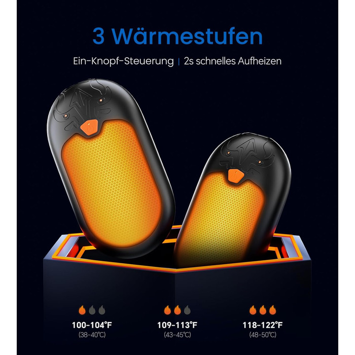 Електричні грілки для рук, 2 шт. з підзарядкою, 24 години тепла, 3 режими нагріву, портативні для жінок, чоловіків та пацієнтів з синдромом Рейно (блакитні)