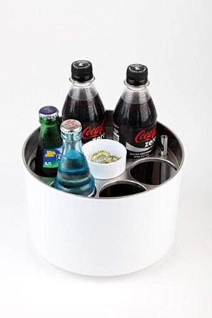 Конференц-охолоджувач APS, охолоджувач для пляшок, охолоджувач для пляшок, настільний охолоджувач на 6 пляшок, включаючи пакет з льодом, відкривачку для пляшок, чашу з кронен-кришкою, ø 6,7 см для пляшок 0,25-0,5 л (білий, входить до складу сміттєвого сто
