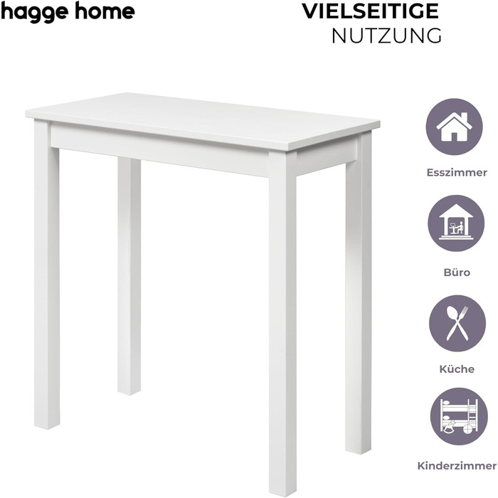 Стол журнальний/письмовий Hagge Home скандинавський, білий, 75x38x75 см