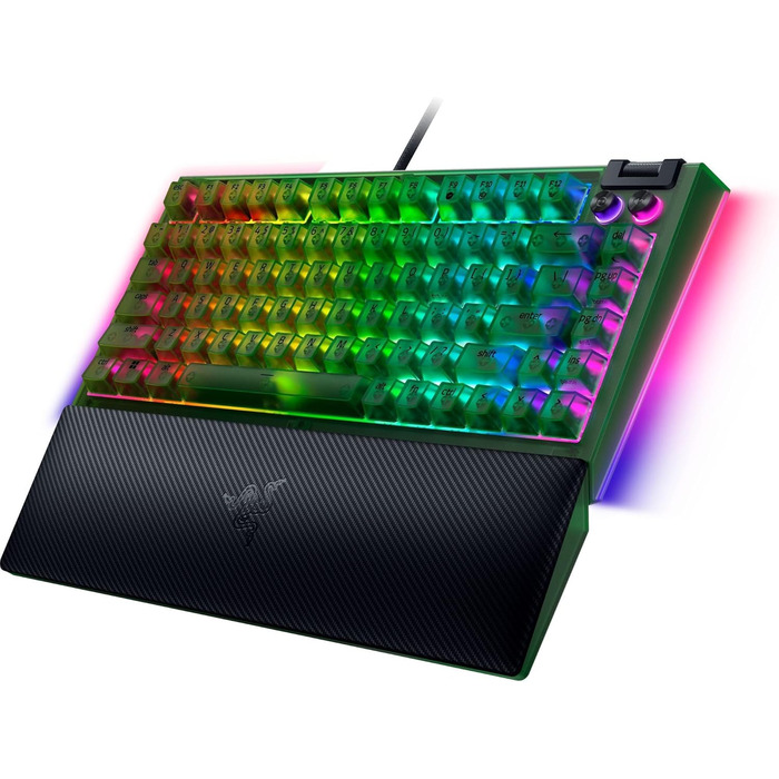 Механічна ігрова клавіатура Razer BlackWidow V4 75% з RGB підсвічуванням та Hot-swap - Оранжеві тактильні перемикачі, US Layout, Phantom Green Edition