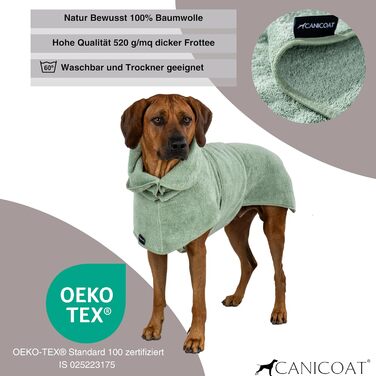 Халат для собак CANICOAT, 100 бавовна, сертифікований Oeko-TEX (розмір 8, м'ятно-зелений)