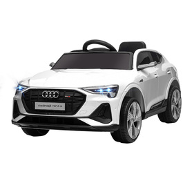 HOMCOM Електромобіль для дітей 12V, модель Audi E-tron з дистанційним керуванням, ременем безпеки, музикою (MP3/USB/TF), ідеальний для дітей 3-5 років, максимальна швидкість 3-5 км/год, колір – білий.