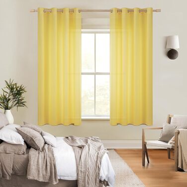 Шарф на вікно Topfinel Voile Curtains напівпрозорий лляна текстура 45x140 см, комплект з 2 шт.