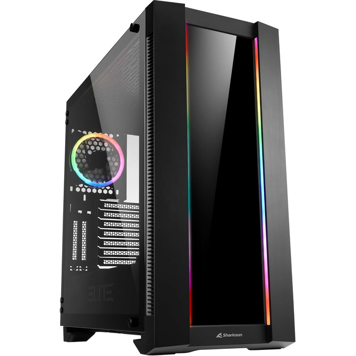 Корпус для ПК Sharkoon Elite Shark CA200G з ARGB підсвіткою, 8-канальним RGB-контролером, класичним та вертикальним монтажем відеокарти