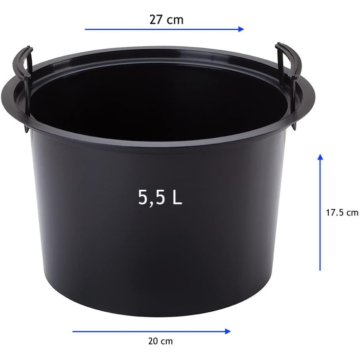 Горщик для квітів MELTOM Blumenkübel XL (48 см, Чорний) з винімним вкладишем