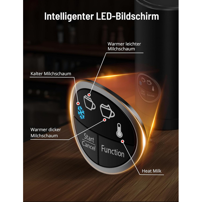 Електричний спінювач молока PARIS RHÔNE 4-в-1, 300 мл, індукція, антипригарне покриття, бездротовий, для гарячого та холодного молока (чорний)