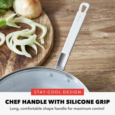 Набір кухонного посуду GreenPan x Bobby Flay 13 предметів: професійний алюміній, керамічне антипригарне покриття без PFAS та PFOA, індукційний, силіконовий ручка, сумісний з посудомийною машиною (4.5QT сковорода з кришкою, кремовий)