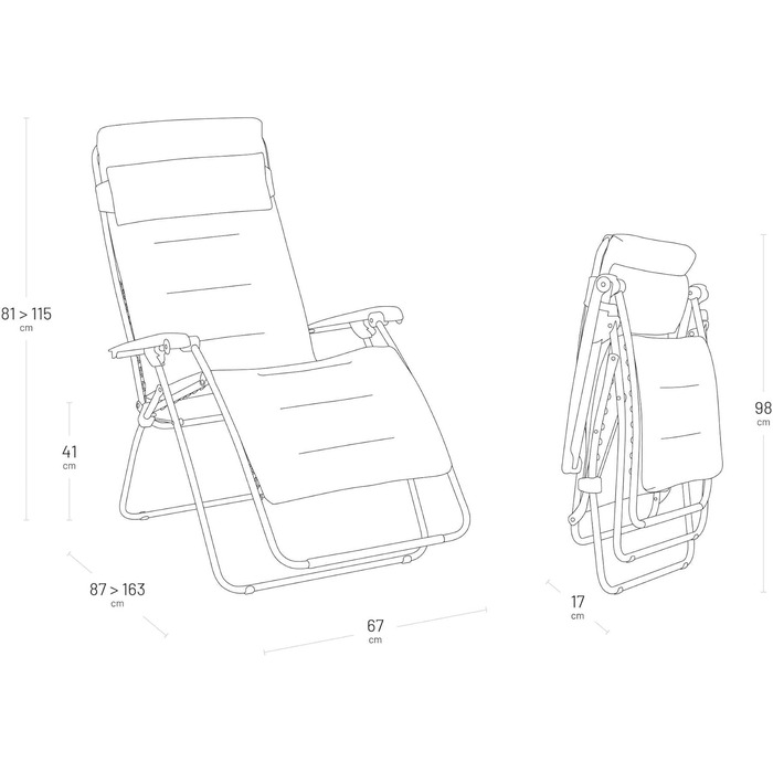 Крісло-релакс Lafuma Zero Gravity з AirComfort® - чорний сталь, гарантія 5 років, LFM2058