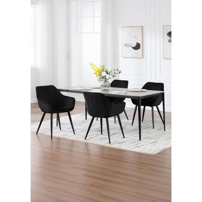 Набір обідніх стільців WOLTU 2 шт. з м'якими сидіннями, зелені, з металевими ніжками. Підходять для кухні, вітальні, їдальні.