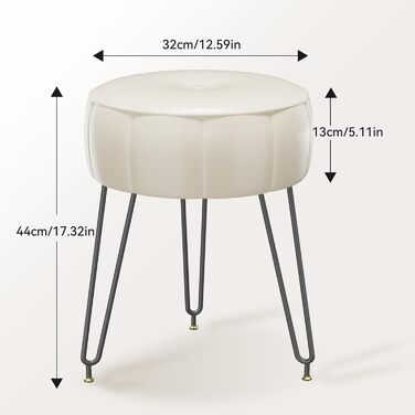 Пуф-табурет для макіяжу YMYNY, стилізування під гарбуз, 32x32x44 см, білий (HBD036W)