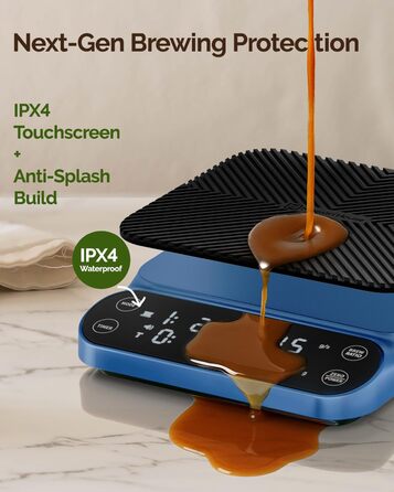 Ваги для кави Maestri House S3 з таймером, 3 кг/0,1 г, перезаряджувані, цифрові, для еспресо, з 3 режимами заварювання, регульованими пропорціями та індикатором потоку, для Pour Over, French Press (блакитні)