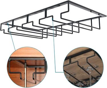 Тримач для винних келихів TentHome для підвішування, 4 ряди, в т.ч. шурупи для бару, дому, кафе, кухні