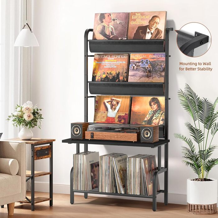 Підставка для програвача та вінілових платівок на 300 альбомів (чорний)