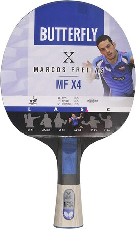 Ракетка для настільного тенісу з метеликом для дорослих Marcos Freitas Mfx4, чорний / червоний, один розмір
