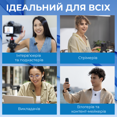 Бездротовий мікрофон BOYA LINK 3-01 Type-C/TRS/Lightning Black