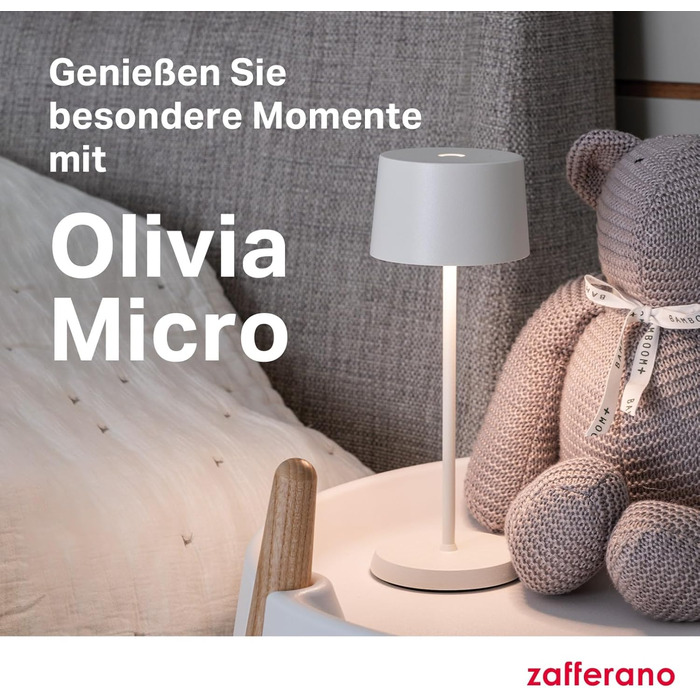 Zafferano Olivia Micro - Бездротова LED-лампа для дому та саду, сенсорне керування, регулювання яскравості, 2200-3000K, 20 см, пісочний колір